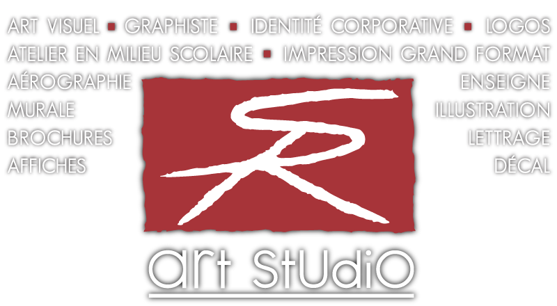 SR Art Studio, Edmundston, NB. art visuel, graphiste, identité corporative, logos, logo, atelier en milieu scolaire, impression grand format, aerographie, enseigne, murale, illustration, brochures, lettrage, affiche, décal